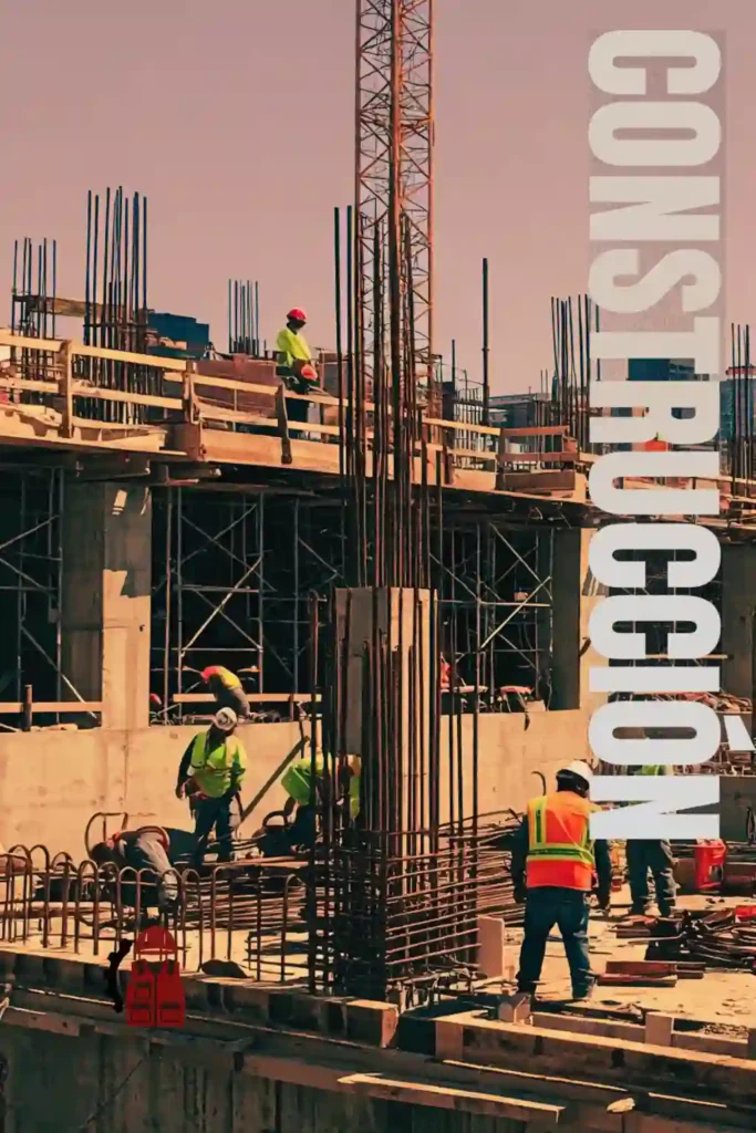 Trabajadores con ropa de seguridad y construcción de Forja Laboral.
